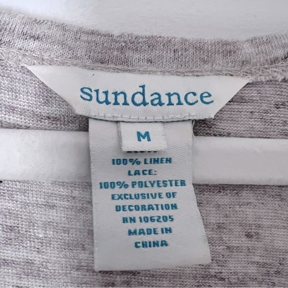 Sundance Oatmeal Lace Applique Linen Letty Shirt Silver Thread Seaming Summer - Picture 5 of 12